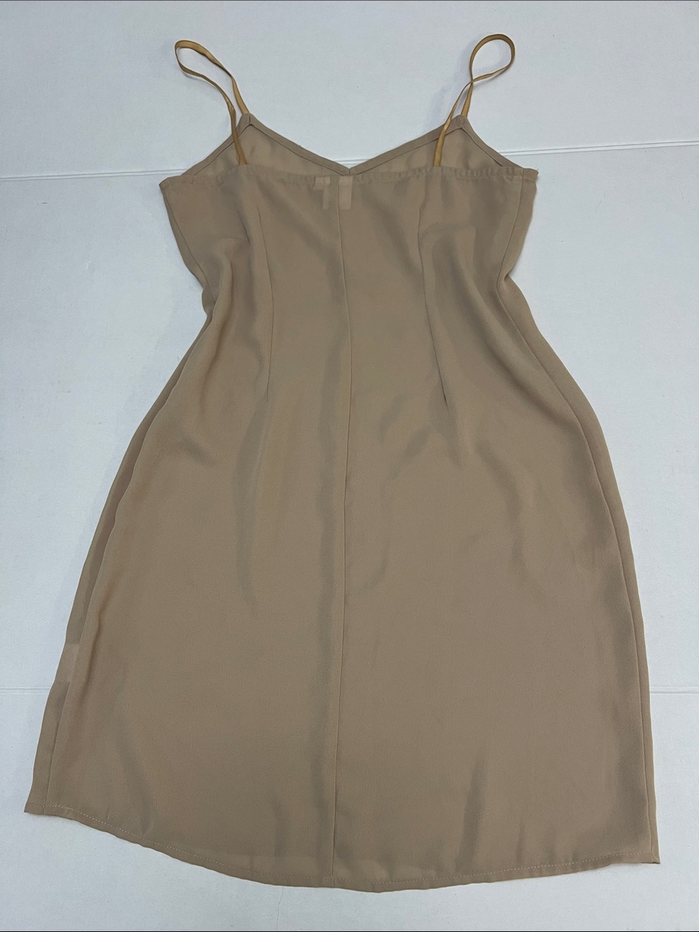 Y2K JOHNNY WAS GEORGETTE SLIP DRESS MADE IN USA BEIGE SIZE MEDIUM